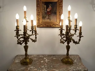 Importante Paire De Candélabres En Bronze De Style Louis XV XIXeme