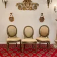 Suite De 3 Chaises Medaillons En Bois Laque d'Epoque Louis XVI