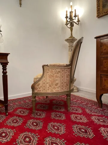 Bergere En Bois Laque De Style Louis XVI Epoque XIXeme