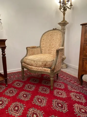 Bergere En Bois Laque De Style Louis XVI Epoque XIXeme