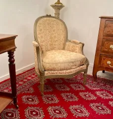 Bergere En Bois Laque De Style Louis XVI Epoque XIXeme