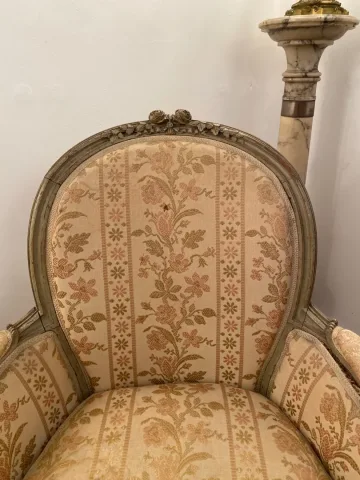 Bergere En Bois Laque De Style Louis XVI Epoque XIXeme