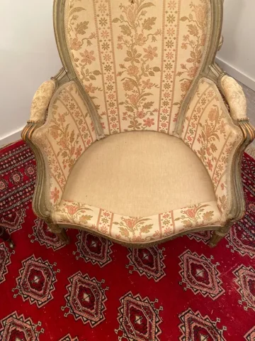 Bergere En Bois Laque De Style Louis XVI Epoque XIXeme