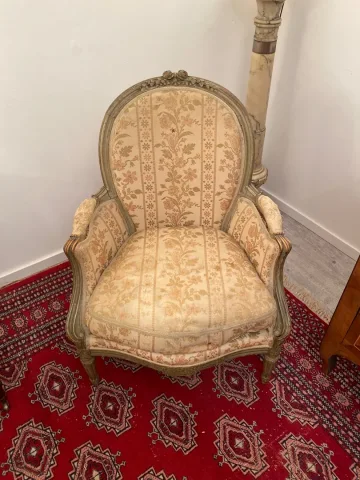 Bergere En Bois Laque De Style Louis XVI Epoque XIXeme