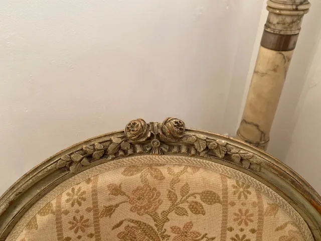 Bergere En Bois Laque De Style Louis XVI Epoque XIXeme