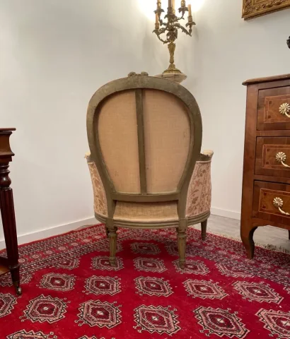 Bergere En Bois Laque De Style Louis XVI Epoque XIXeme