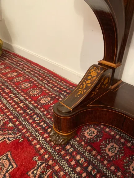 Console Formant Coiffeuse Marqueterie Epoque Charles X