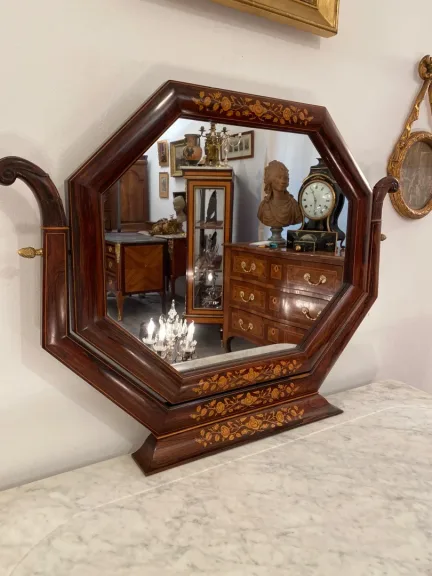 Console Formant Coiffeuse Marqueterie Epoque Charles X