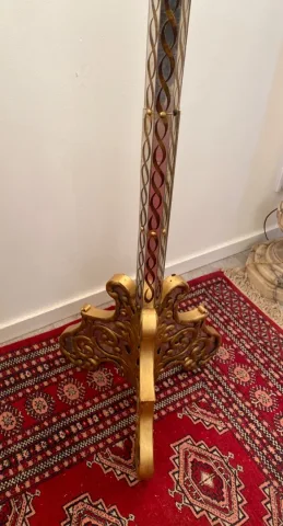 Robert Pansart,  Lampadaire En Verre Eglomisé Et Peint Epoque Années 40