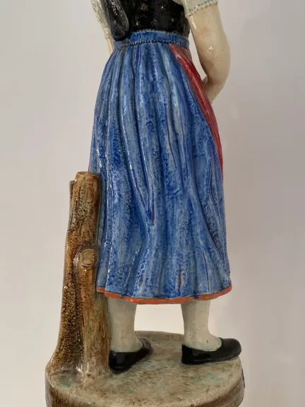 Grande Statue Céramique Emaillée Polychrome Epoque Début XXème