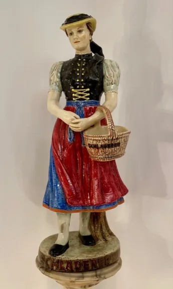 Grande Statue Céramique Emaillée Polychrome Epoque Début XXème
