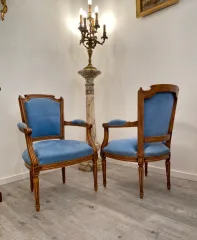 Paire De Fauteuils Cabriolet De Style Louis XVI Epoque XIXeme