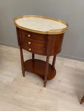 Table Chiffonniere De Forme Tambour En Acajou De Style Louis XVI
