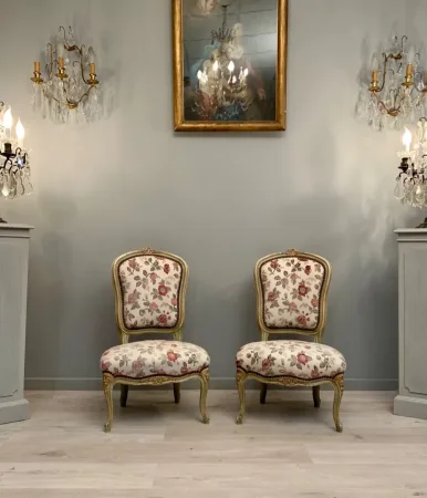 Paire De Chaises Chauffeuses De Style Louis XV Epoque XIXeme