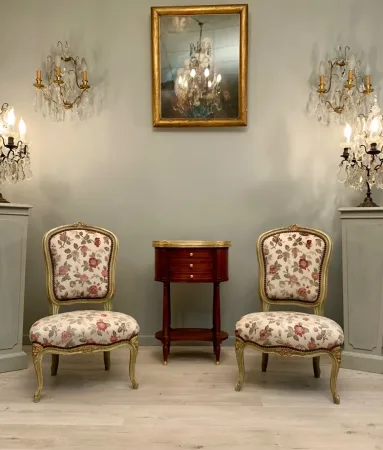 Paire De Chaises Chauffeuses De Style Louis XV Epoque XIXeme