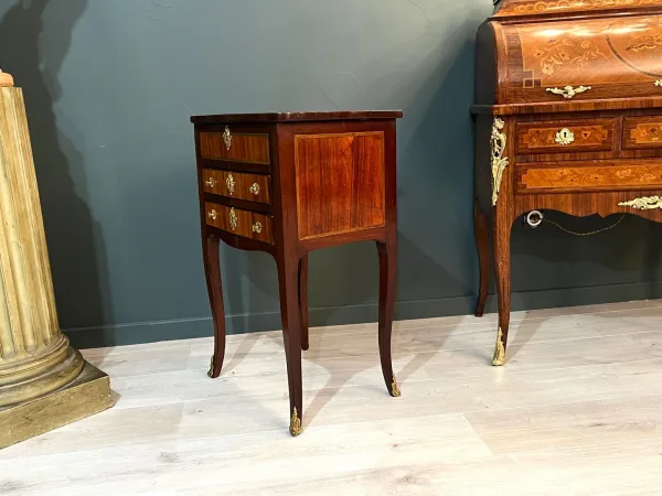 Table Chiffonnière En Marqueterie d'Epoque Louis XV