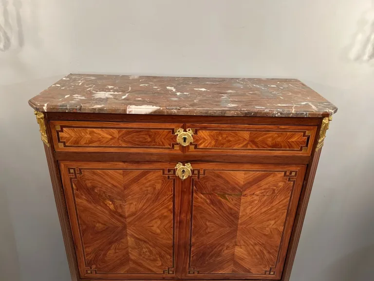 Nicolas Petit, Beau Secrétaire d'Epoque Louis XVI En Marqueterie Epoque XVIIIème Vers 1770