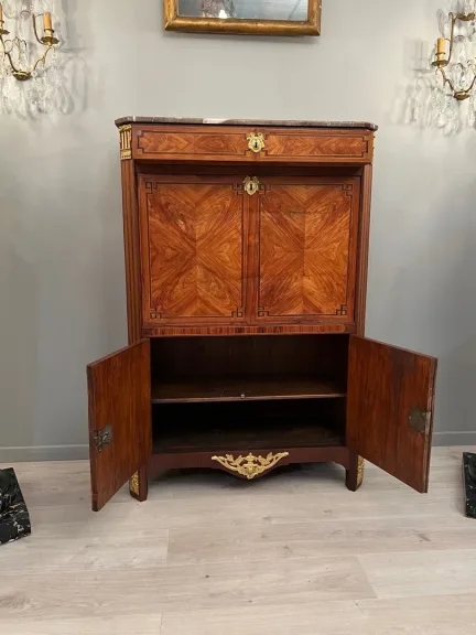 Nicolas Petit, Beau Secrétaire d'Epoque Louis XVI En Marqueterie Epoque XVIIIème Vers 1770