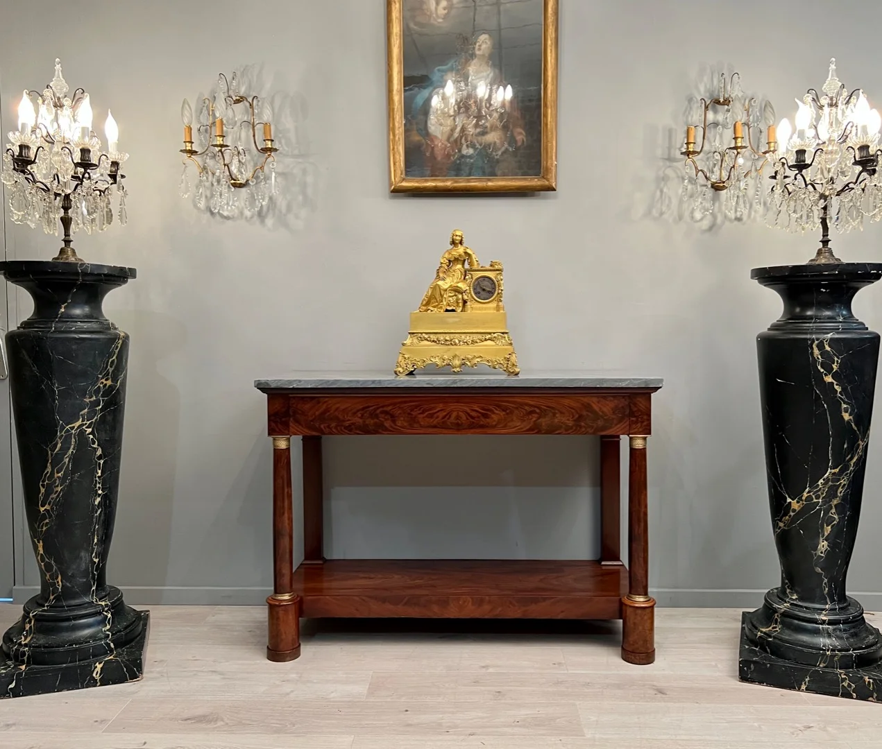Large Console d'Epoque Empire En Acajou Debut XIXème Vers 1810
