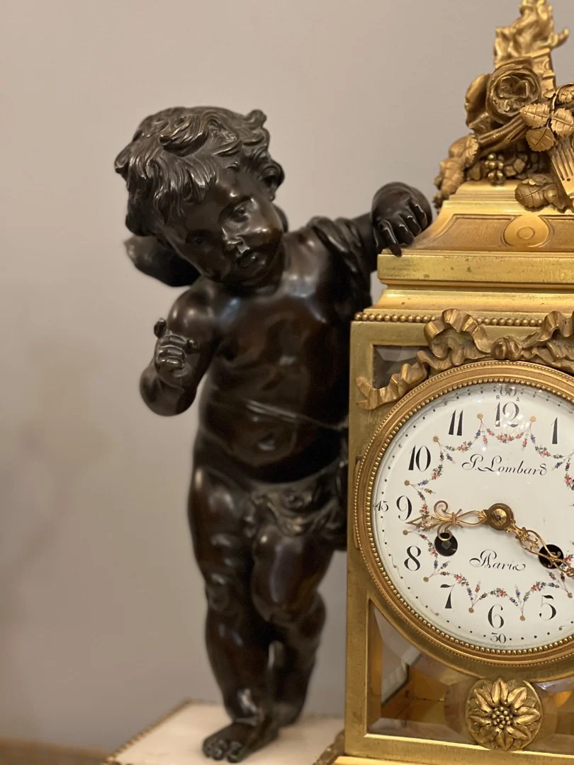 d'Après Clodion, Garniture De Cheminée De Style Louis XVI En Bronze Epoque XIXeme