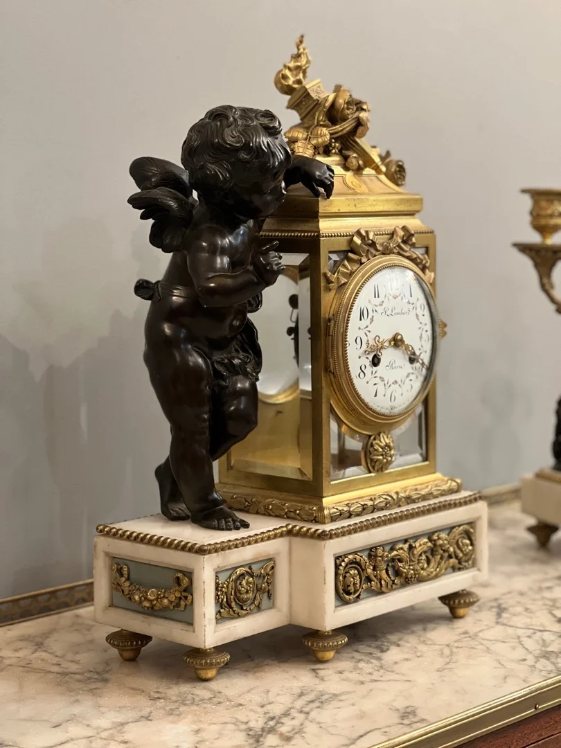 d'Après Clodion, Garniture De Cheminée De Style Louis XVI En Bronze Epoque XIXeme