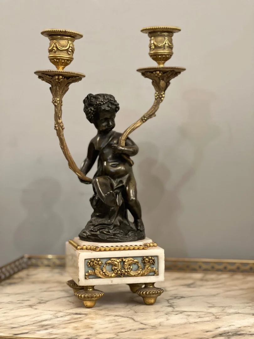 d'Après Clodion, Garniture De Cheminée De Style Louis XVI En Bronze Epoque XIXeme