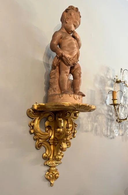 Importante Console d'Applique En Bois Dore De Style Louis XV Epoque XIXeme (h:42 cm)