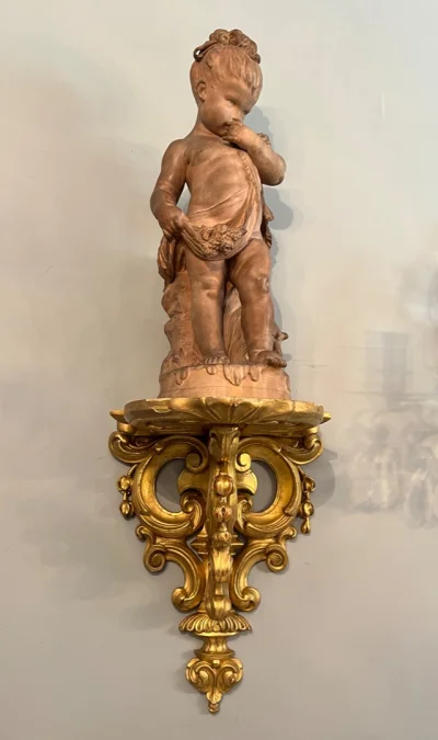Importante Console d'Applique En Bois Dore De Style Louis XV Epoque XIXeme (h:42 cm)