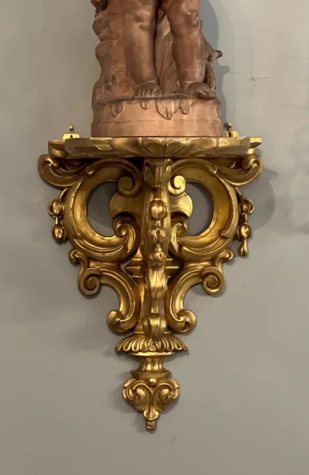 Importante Console d'Applique En Bois Dore De Style Louis XV Epoque XIXeme (h:42 cm)