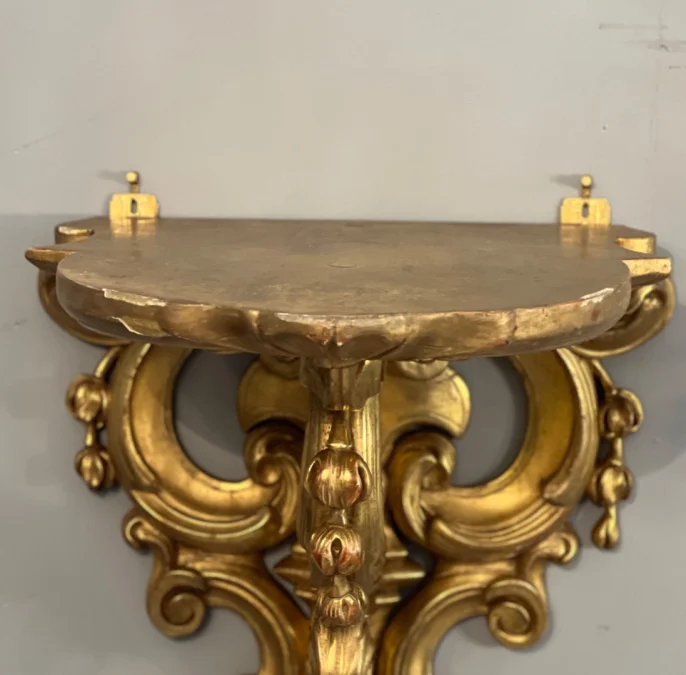 Importante Console d'Applique En Bois Dore De Style Louis XV Epoque XIXeme (h:42 cm)