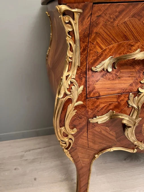 Belle Commode Louis XV En Marqueterie Epoque Napoleon III Vers 1870