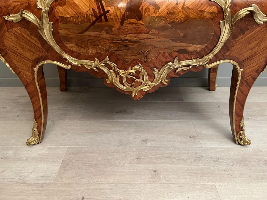 Belle Commode Louis XV En Marqueterie Epoque Napoleon III Vers 1870