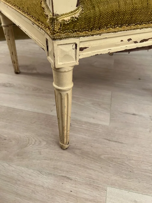 Suite De 2 Fauteuils A Dossier Plat d'Epoque Louis XVI Vers 1780