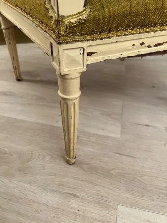 Suite De 2 Fauteuils A Dossier Plat d'Epoque Louis XVI Vers 1780