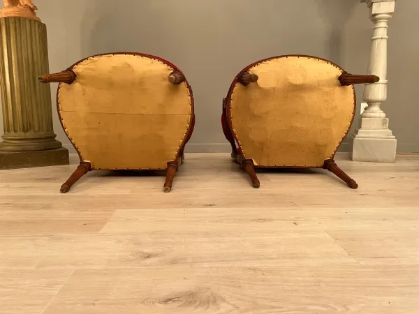 Paire De Larges Fauteuils De Style Louis XVI Epoque Fin XIXeme