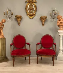 Paire De Larges Fauteuils De Style Louis XVI Epoque Fin XIXeme