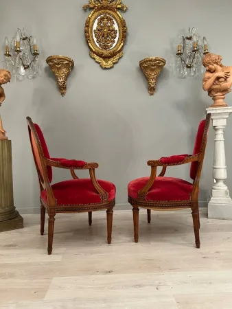 Paire De Larges Fauteuils De Style Louis XVI Epoque Fin XIXeme