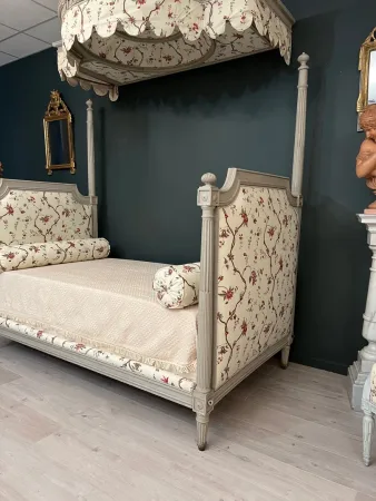 Lit A Baldaquin Dit En Chaire A Prêcher d'Epoque Louis XVI Vers 1770