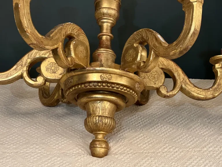 Important Lustre Italien En Bois Doré d'Epoque Louis XVI Vers 1780