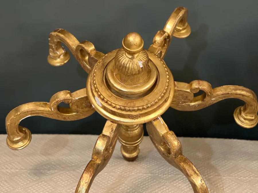 Important Lustre Italien En Bois Doré d'Epoque Louis XVI Vers 1780