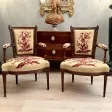 Paire De Fauteuils Cabriolets En Noyer d'Epoque Louis XVI Vers 1780