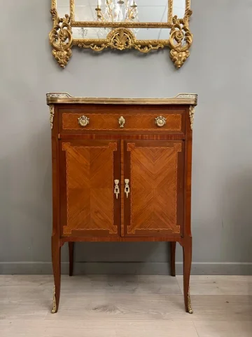 Petite Commode A Portes En Marqueterie Epoque Napoleon III