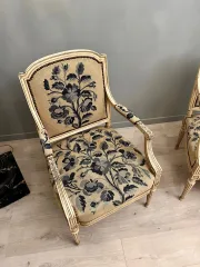 Paire De Fauteuils A Dossiers Plat De Style Louis XVI Epoque XIXeme