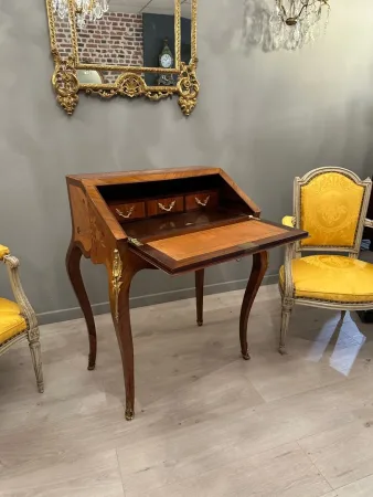 Bureau De Pente Dos d'Ane En Marqueterie d'Epoque Napoleon III Vers 1870