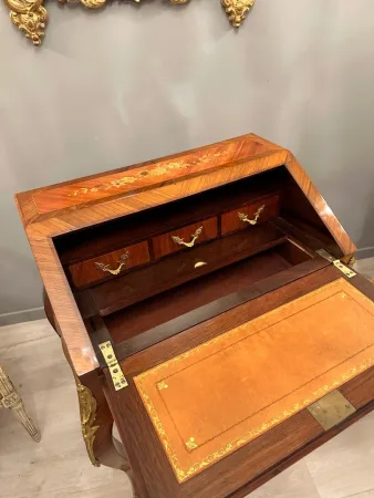 Bureau De Pente Dos d'Ane En Marqueterie d'Epoque Napoleon III Vers 1870