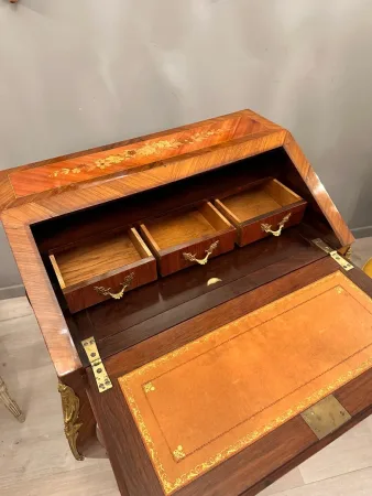 Bureau De Pente Dos d'Ane En Marqueterie d'Epoque Napoleon III Vers 1870