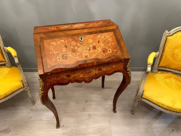 Bureau De Pente Dos d'Ane En Marqueterie d'Epoque Napoleon III Vers 1870