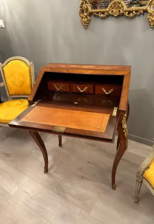Bureau De Pente Dos d'Ane En Marqueterie d'Epoque Napoleon III Vers 1870