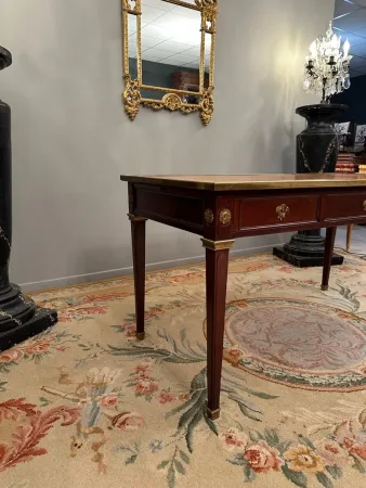 André Mailfert, Important Bureau Plat En Acajou  De Style Louis XVI XIXeme Estampillé
