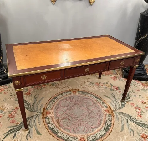 André Mailfert, Important Bureau Plat En Acajou  De Style Louis XVI XIXeme Estampillé